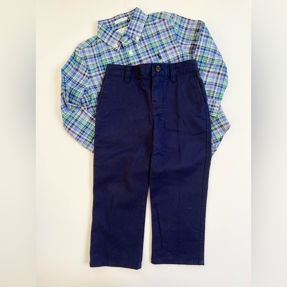 Ralph Lauren‎ Blue and Green Plaid Kids Matching Set